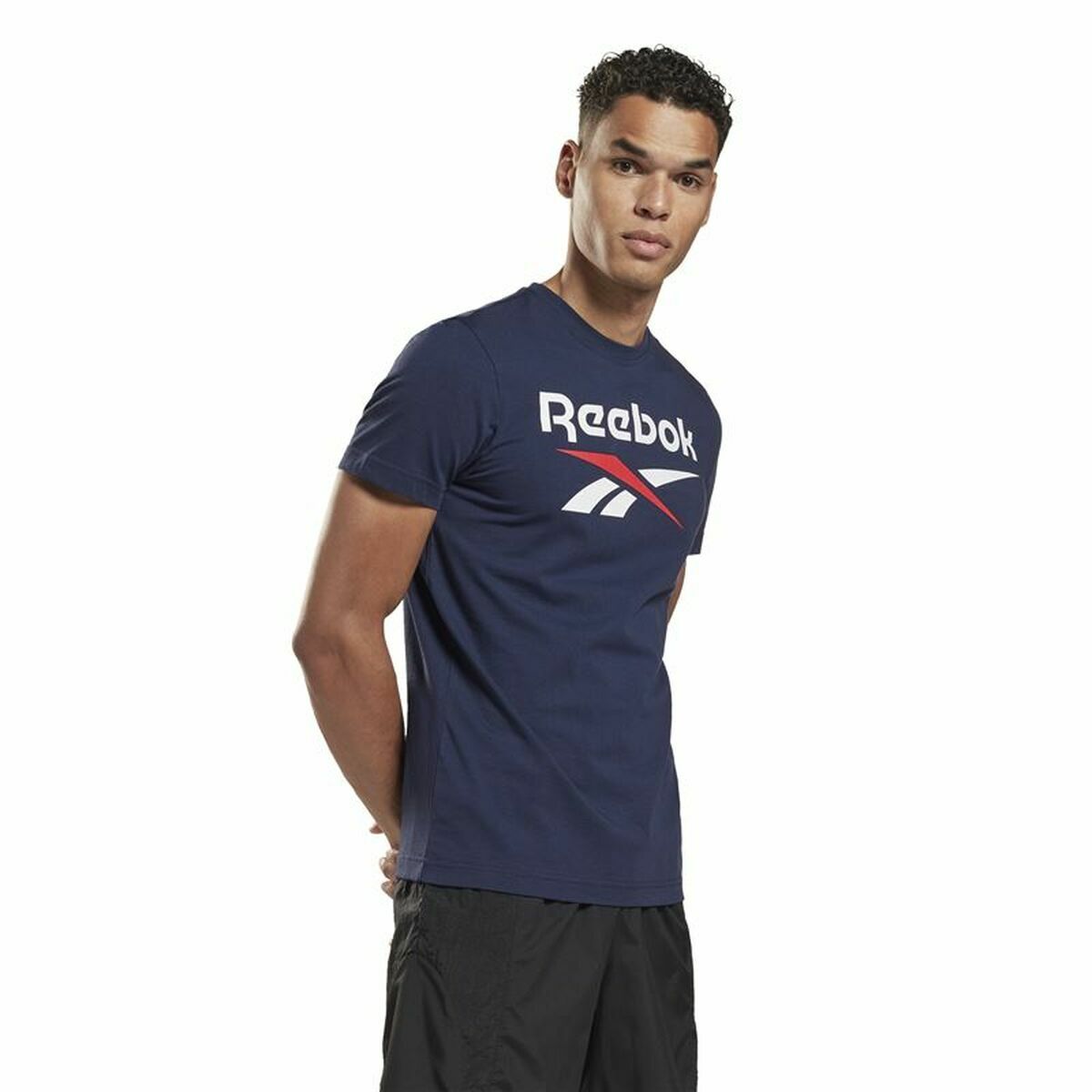 T-shirt med kortärm Herr Reebok  Big Logo  Mörkblå - 3