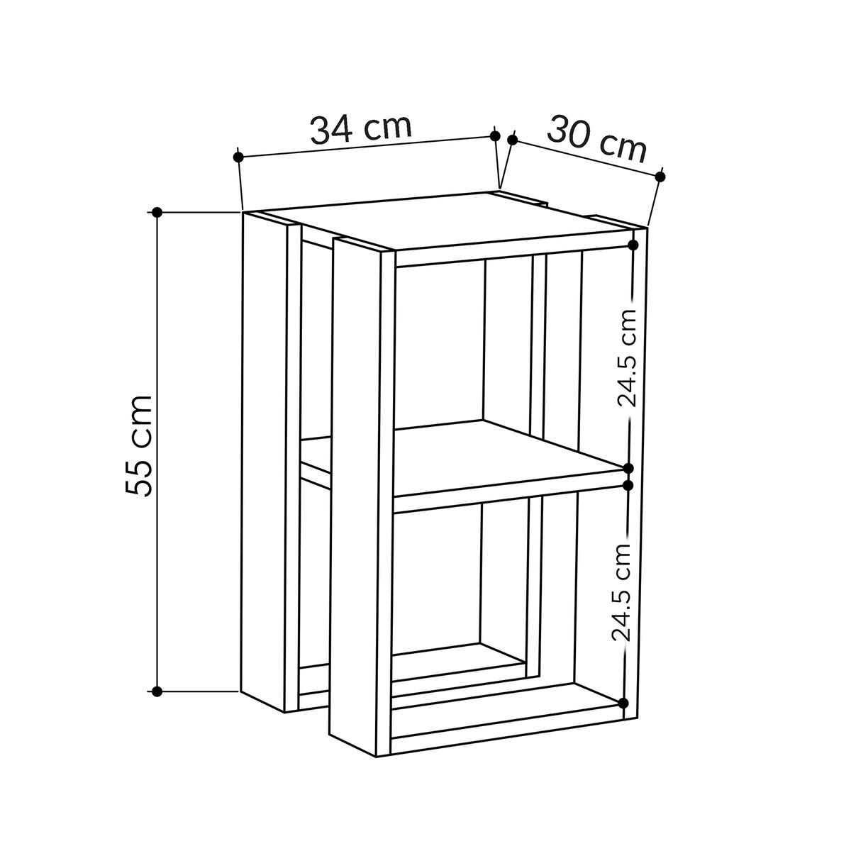 Soffbord Alexandra House Living Vit Trä MDP 60 x 32 x 60 cm 1 Hyllor - 3