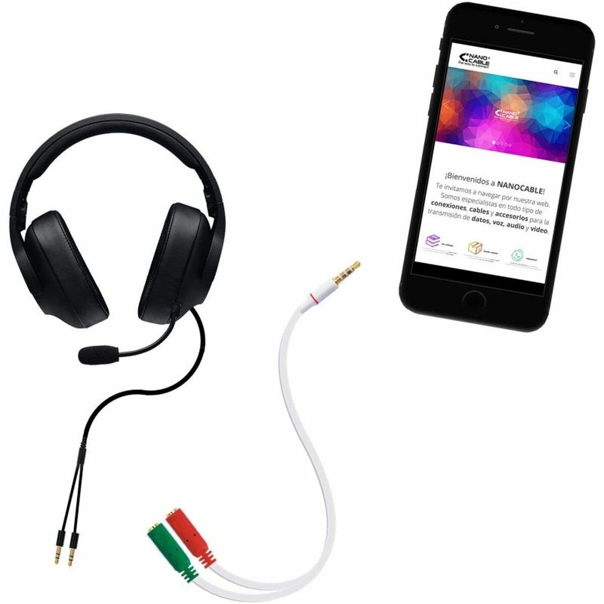 Ljudkabel Jack (3,5 mm) Förgrenare NANOCABLE 10.24.1201 Svart 20 cm - 3