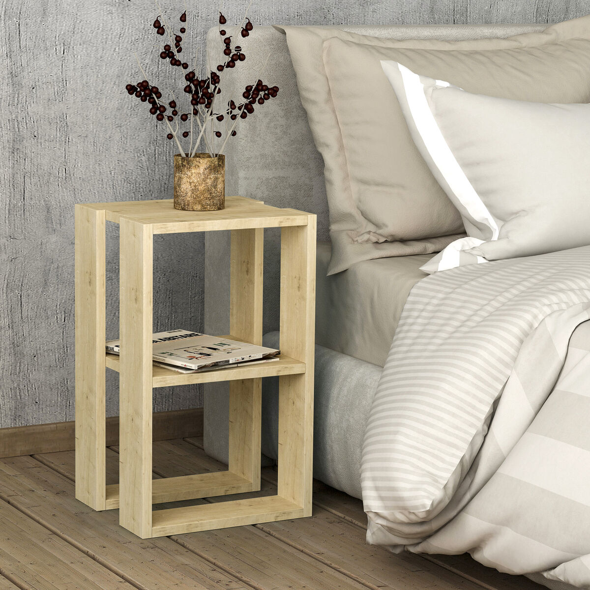 Soffbord Alexandra House Living Tölgy Trä MDP 60 x 32 x 60 cm 1 Hyllor - 2