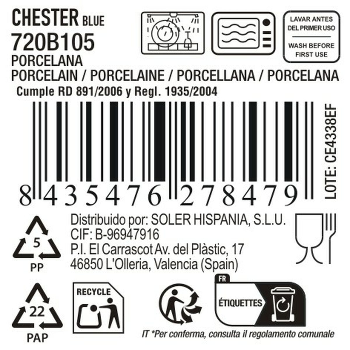 Snacksbricka La Mediterránea Chester Blå Rund 26,8 x 2,6 cm (8 antal) - 5
