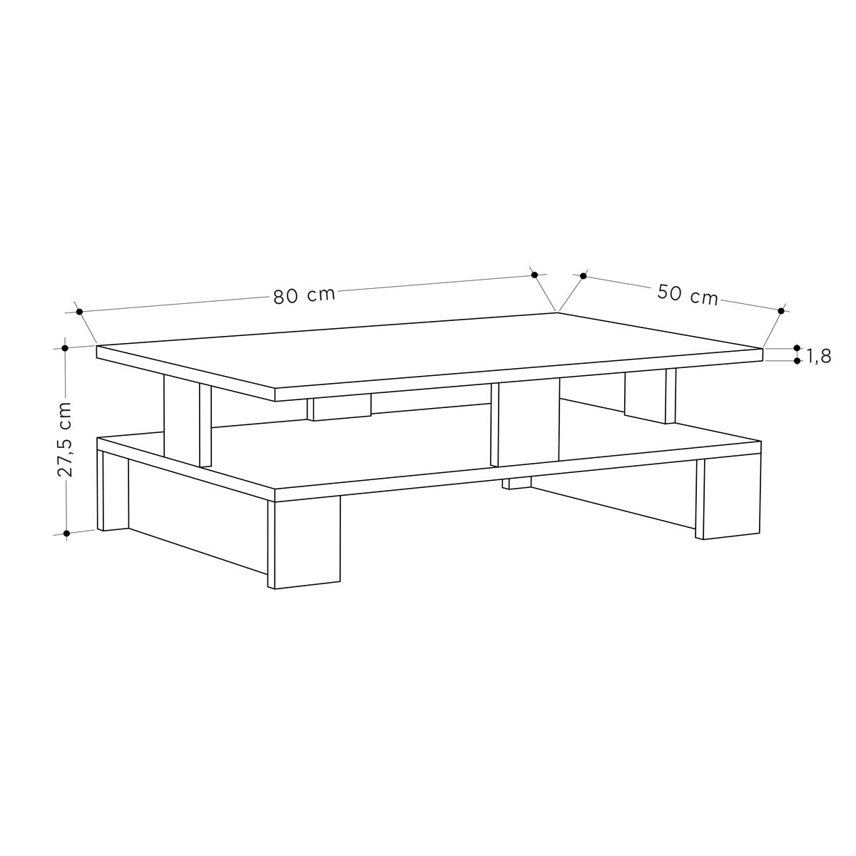 Soffbord Alexandra House Living Vit Trä MDP 80 x 28 x 50 cm Dubbel höjd - 4