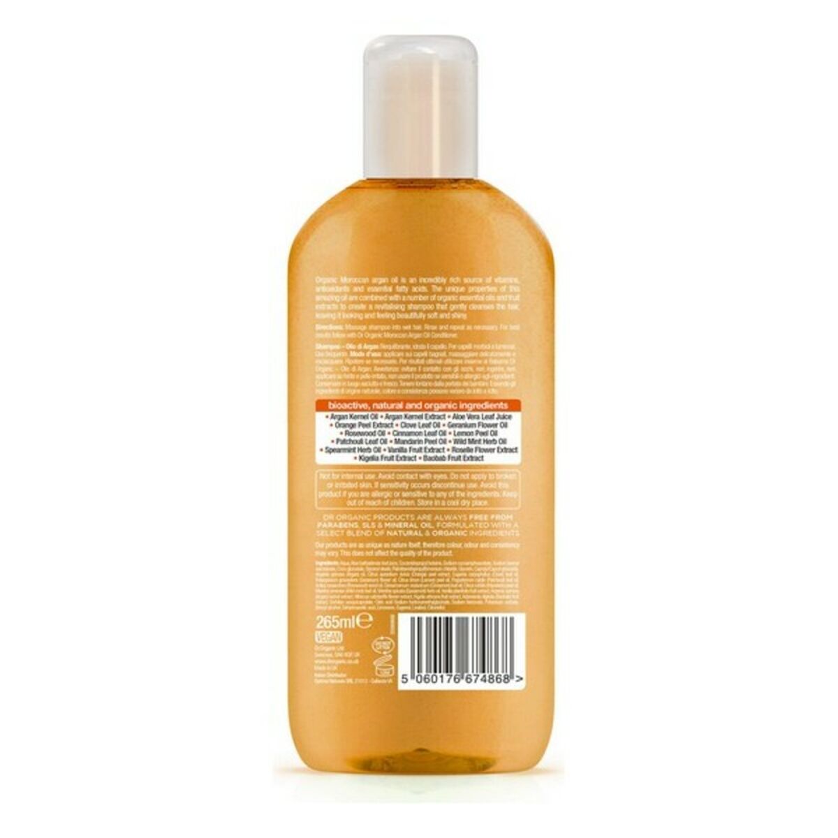 Vitaliserande schampo Dr.Organic Argán 265 ml - 2