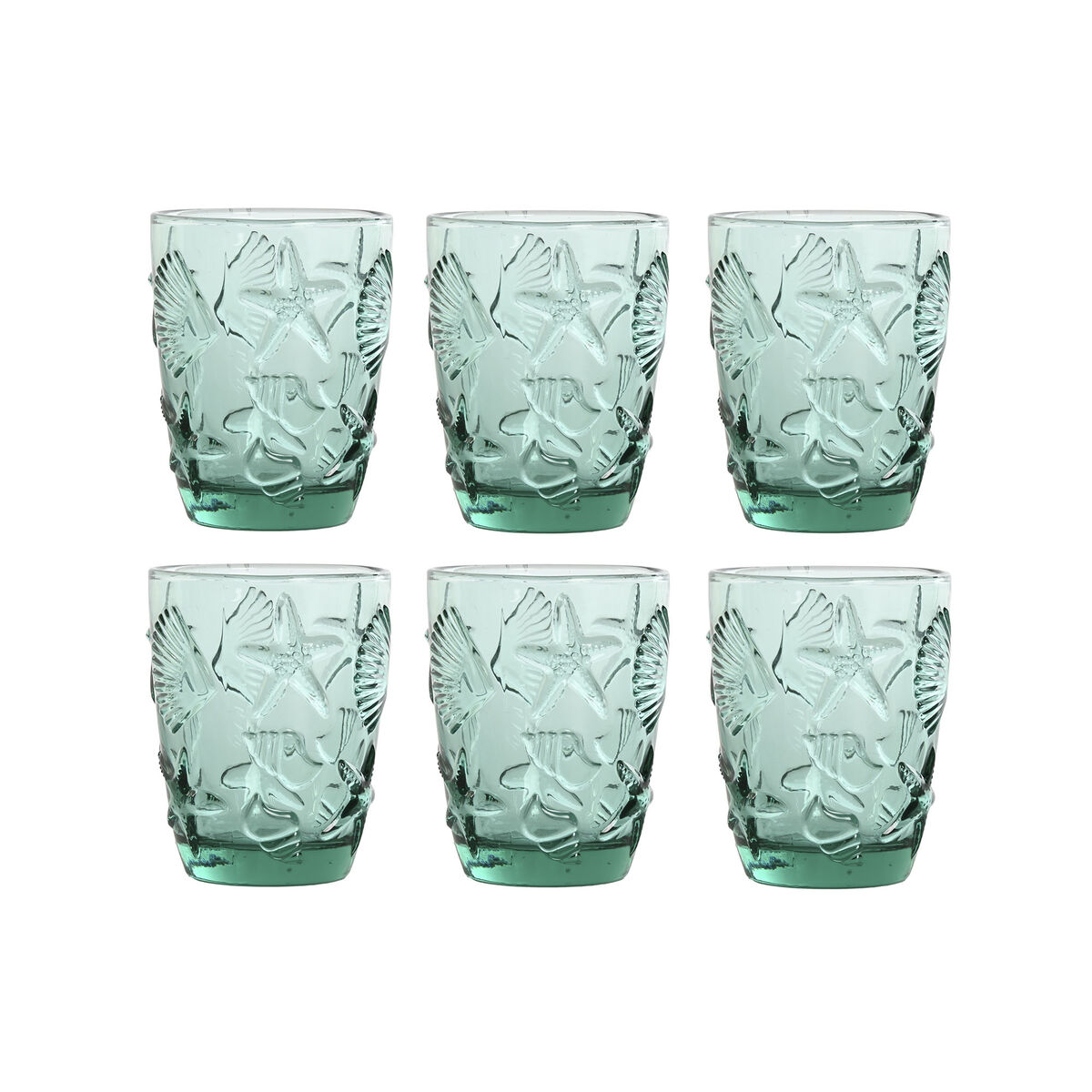 Glasset Home ESPRIT Turkos Glas Medelhavs Med relief 290 ml (6 antal)