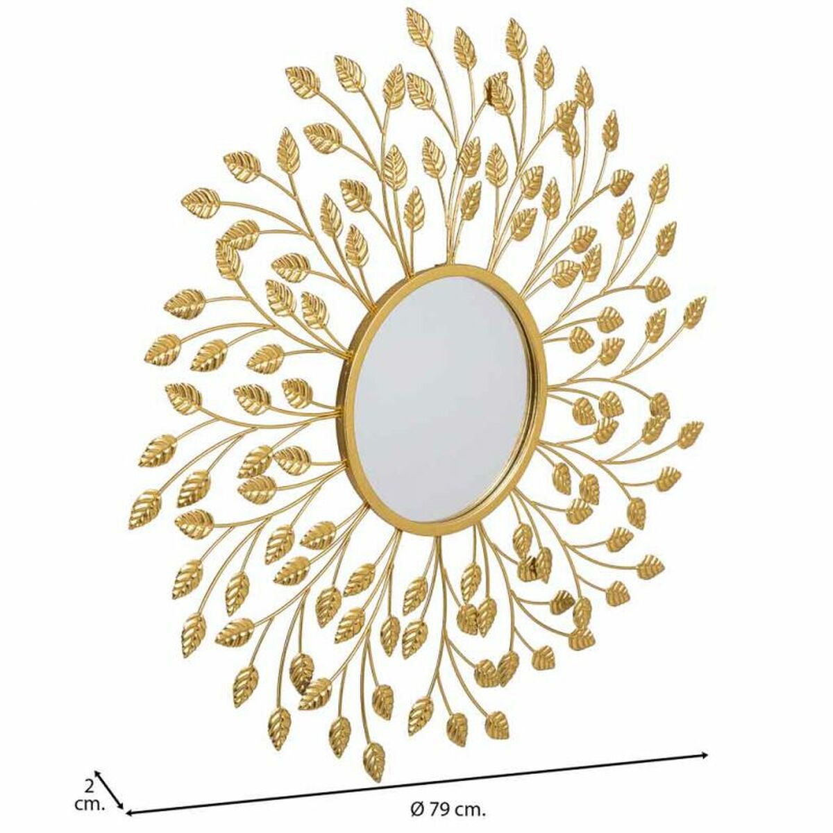Väggspegel Alexandra House Living Gyllene 2 x 79 x 79 cm Cirklar - 4