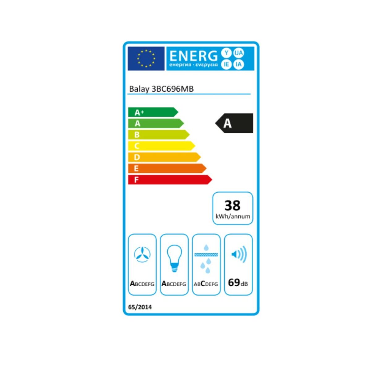 Konventionell fläkt Balay 3BC696MB 90 cm 600 m3/h 69 dB 220W Vit - 2