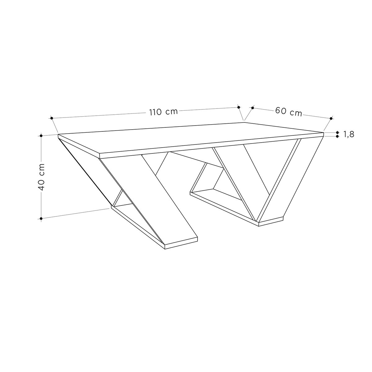 Soffbord Alexandra House Living Diagonal Vit Trä MDP 110 x 40 x 60 cm - 6