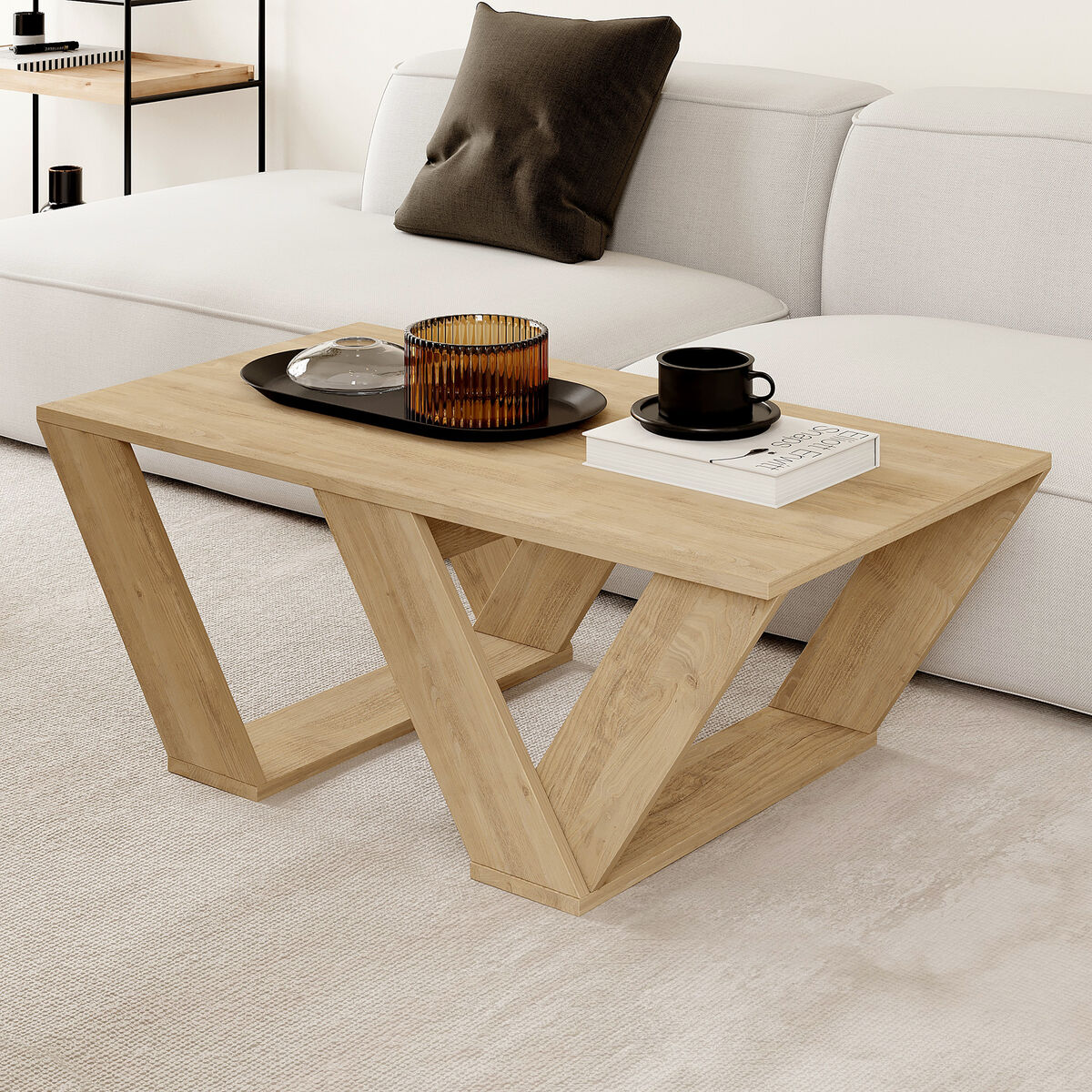 Soffbord Alexandra House Living Diagonal Tölgy Trä MDP 110 x 40 x 60 cm - 4