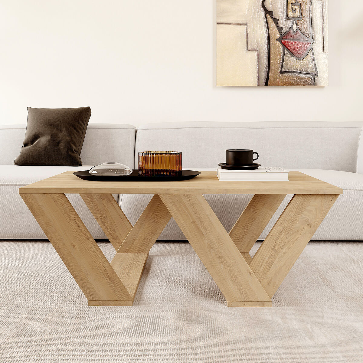 Soffbord Alexandra House Living Diagonal Tölgy Trä MDP 110 x 40 x 60 cm - 3