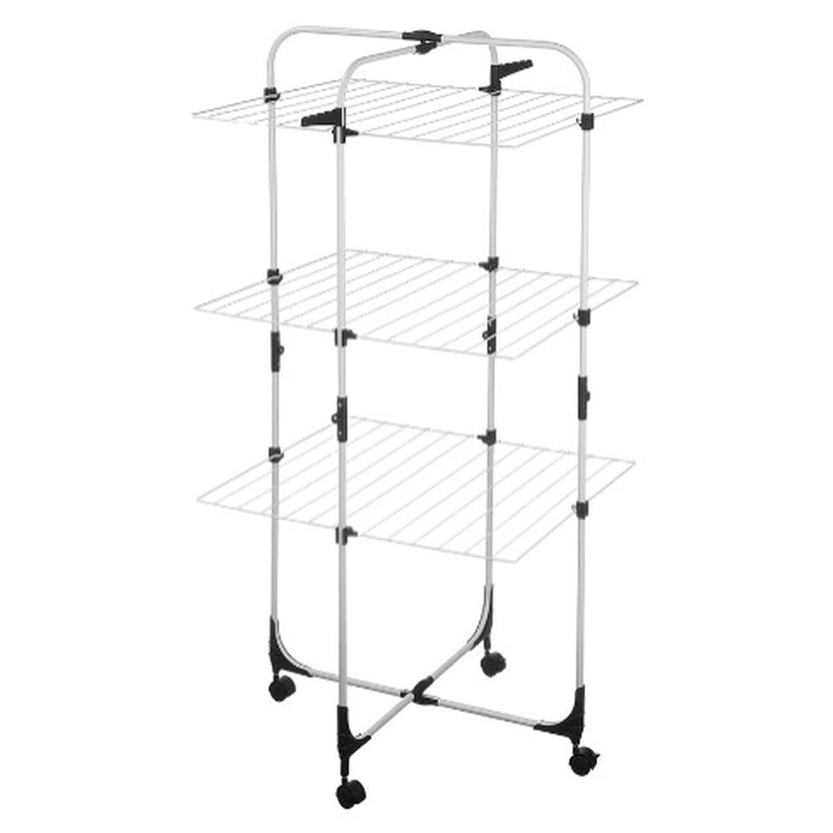 Vertikalt hopfällbart torkställ med hjul Vit Svart Metall 69 x 135 x 62,5 cm (4 antal) - 2