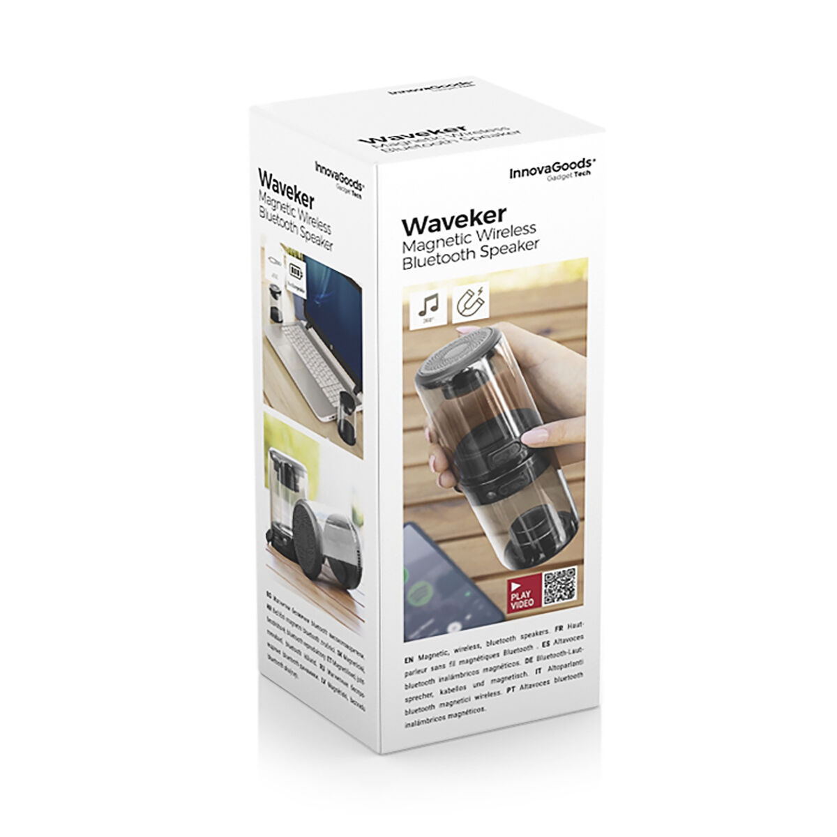 Uppladdningsbara, magnetiska och trådlösa högtalare Waveker InnovaGoods Förpackning med 2 masker - 14