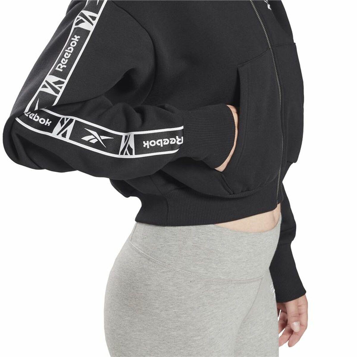 Sportjacka, Dam Reebok Tape Pack Full Zip Svart - 5
