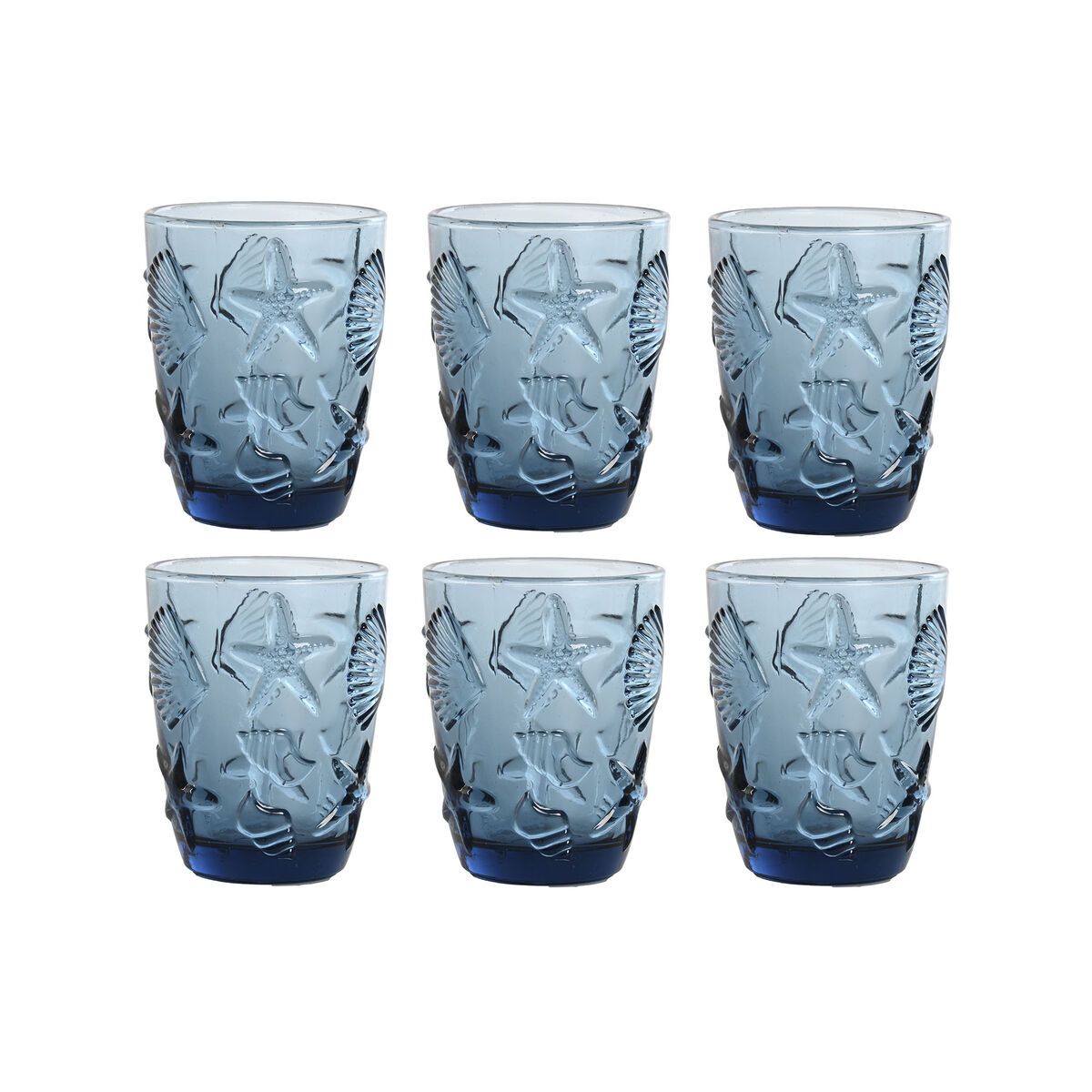 Glasset Home ESPRIT Blå Glas Medelhavs Med relief 290 ml (6 antal)