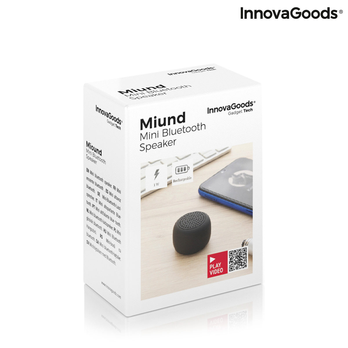 Uppladdningsbar, bärbar och trådlös minihögtalare Miund InnovaGoods - 2