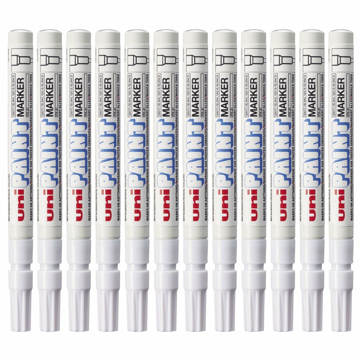 Permanent markörpenna Uni-Ball Paint PX-21L Vit 12 Delar