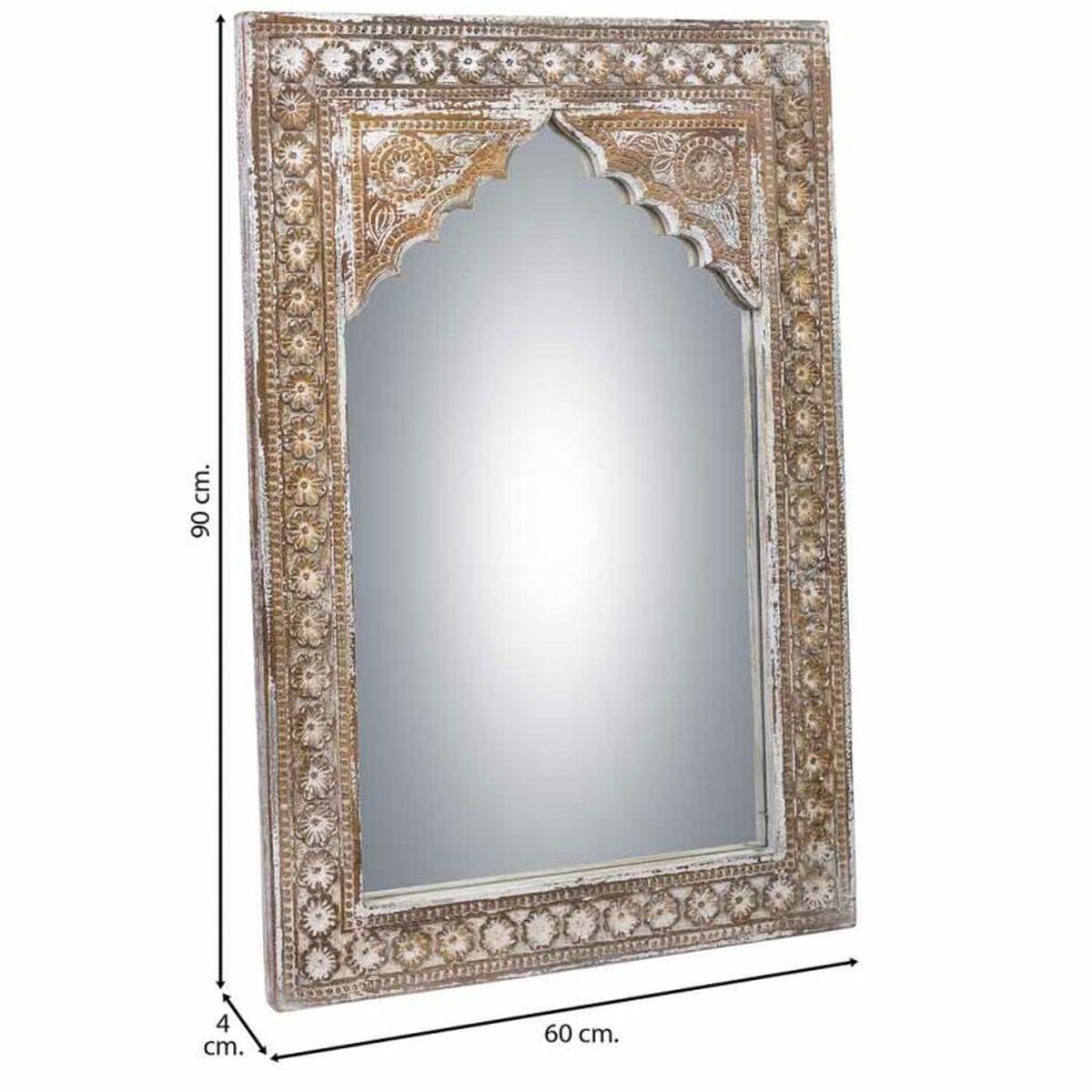 Väggspegel Alexandra House Living Vit Grå 4 x 90 x 60 cm Rektangulär - 8