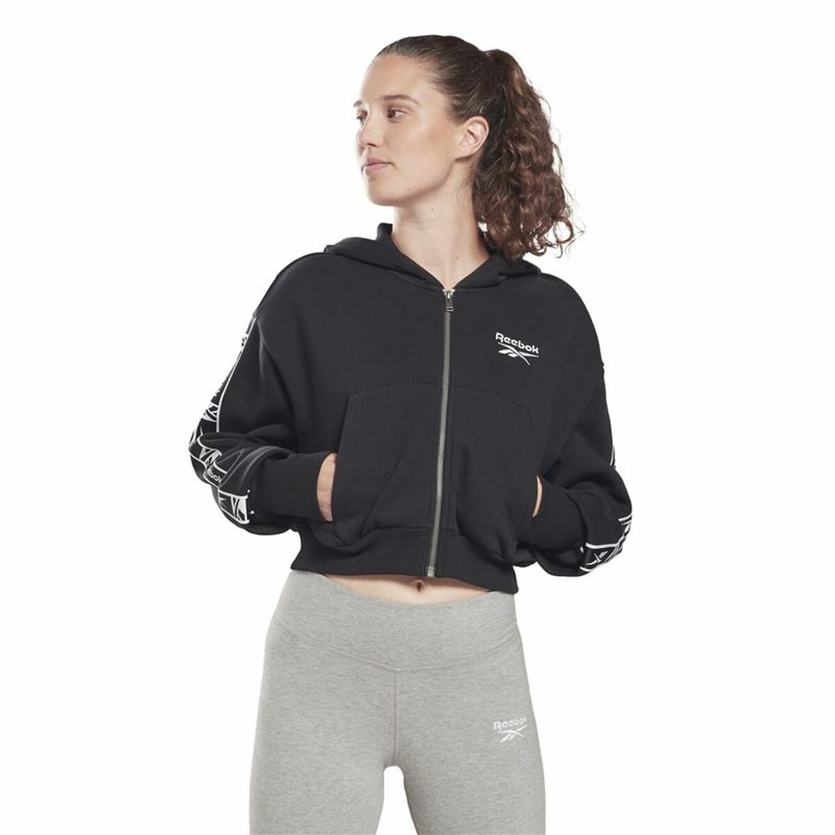 Sportjacka, Dam Reebok Tape Pack Full Zip Svart - 2