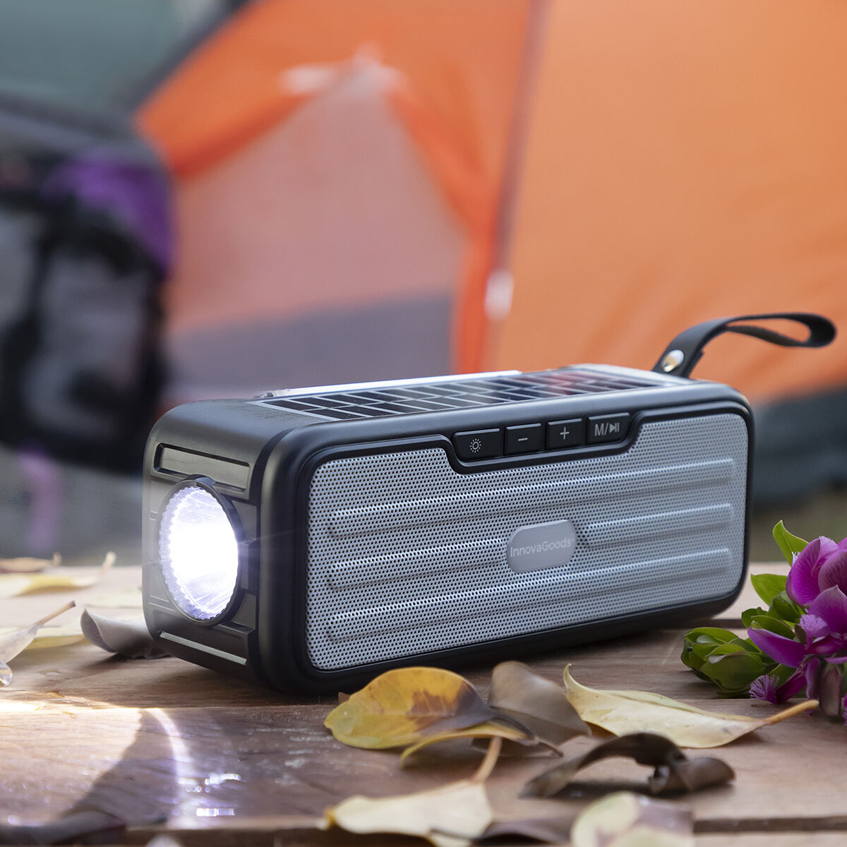 Trådlös högtalare med solcellsladdning och LED ficklampa Sunker InnovaGoods - 19
