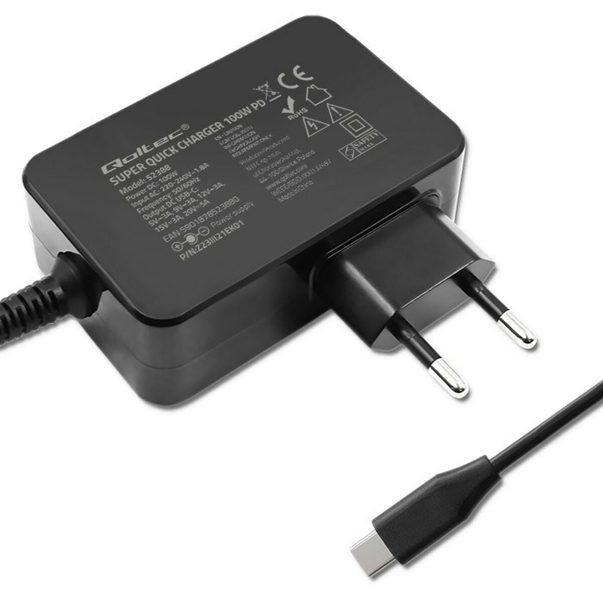 Väggladdare Qoltec 52388 Svart 100 W (1 antal) - 6