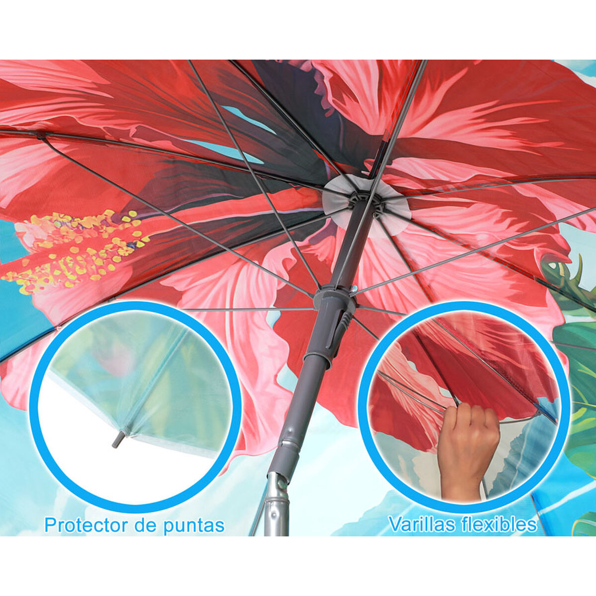 Parasoll Ø 160 cm SPF50+ Blomster - 2