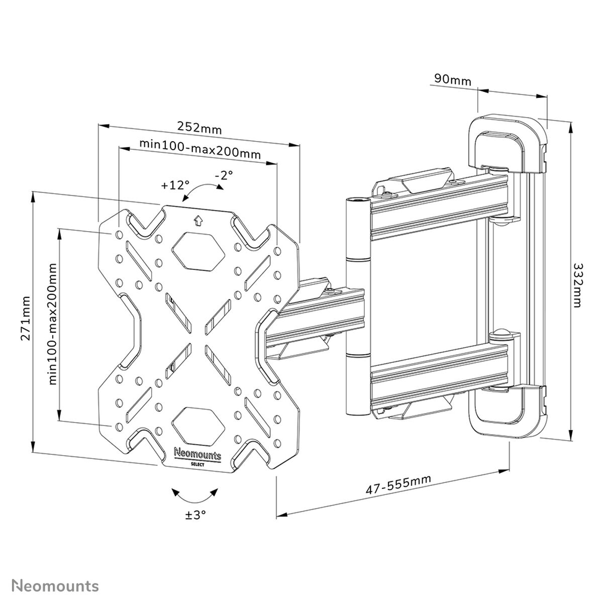 TV-fäste Neomounts WL40S-850BL12 55" 40 kg - 3