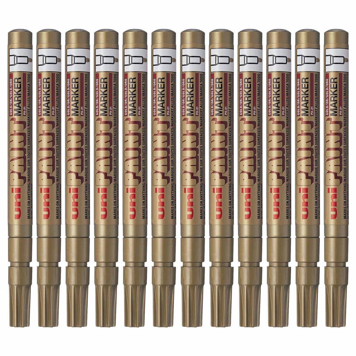 Permanent markörpenna Uni-Ball Paint PX-21L Gyllene 12 Delar
