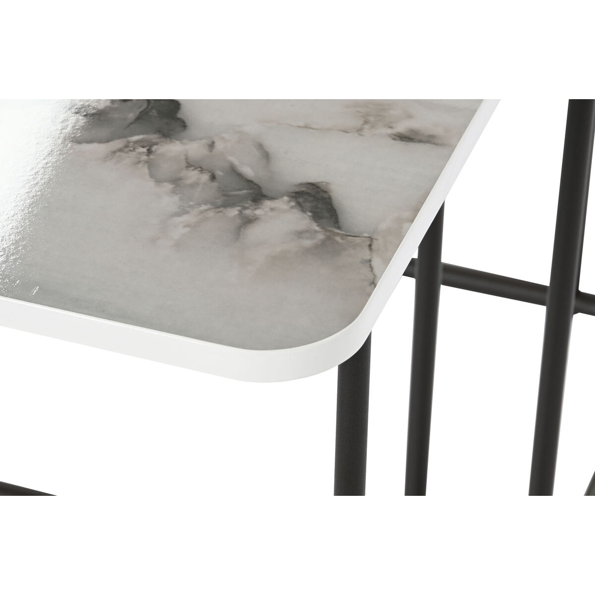 2-bordsset DKD Home Decor Vit Svart 51 x 43 x 49 cm - 2