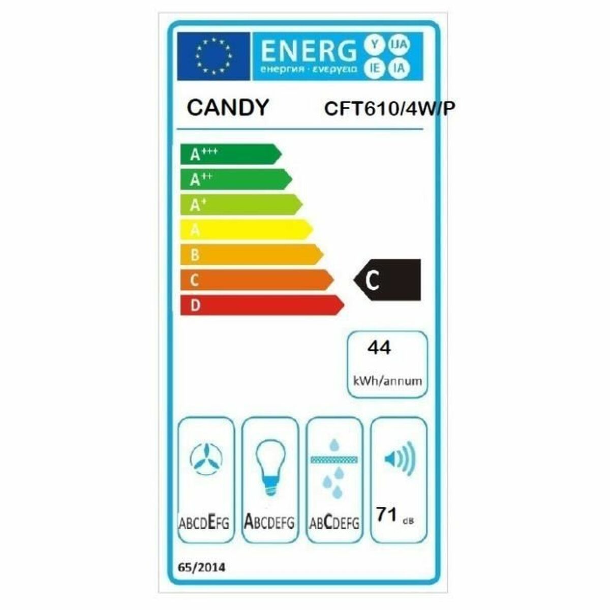 Konventionell fläkt Candy CFT610/4W/P 60 x 8 x 46 cm Vit - 2