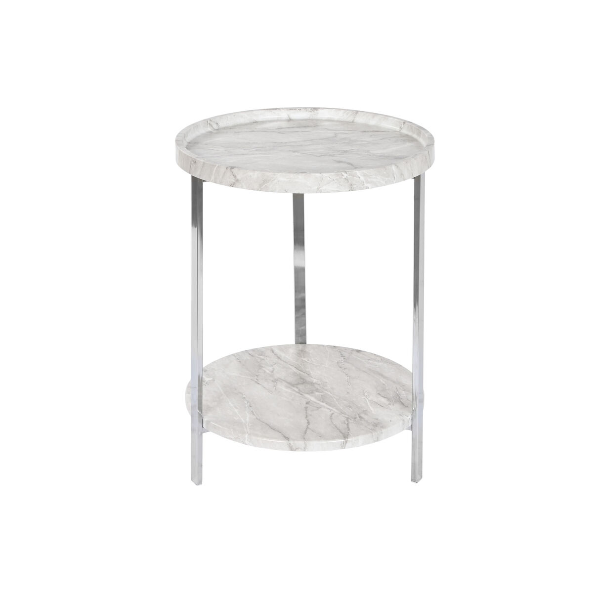 Sidobord DKD Home Decor Vit Silvrig Metall Trä MDF 40 x 40 x 53 cm - 2