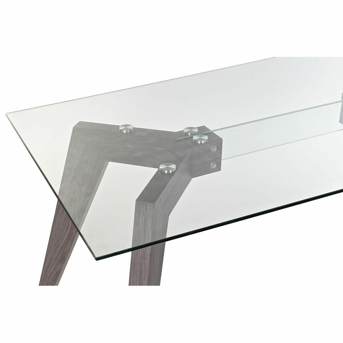 Matsalsbord DKD Home Decor Glas Grå Transparent Trä MDF (160 x 90 x 75 cm) - 6