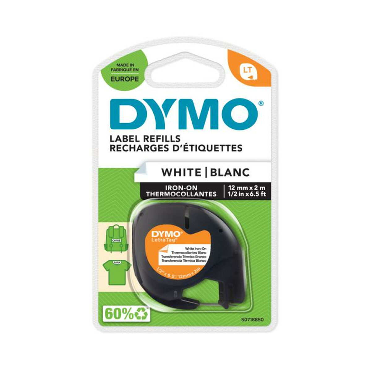 Laminerat Band Dymo S0718850 Svart/Vit - 2