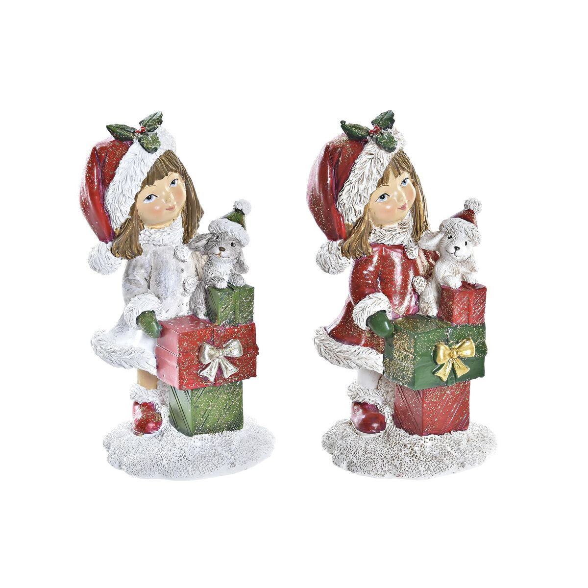 Julgranskula DKD Home Decor Harts Flickor (6,5 x 6,5 x 12 cm) (2 antal)