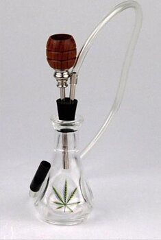 Vattenpipa 14cm transp'' Cannabislöv''