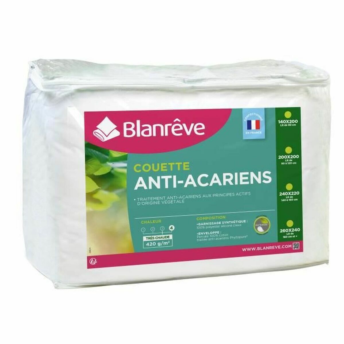 Täcke Blanreve Vit Anti-dammkvalster 420 g/m² 200 x 200 cm - 5