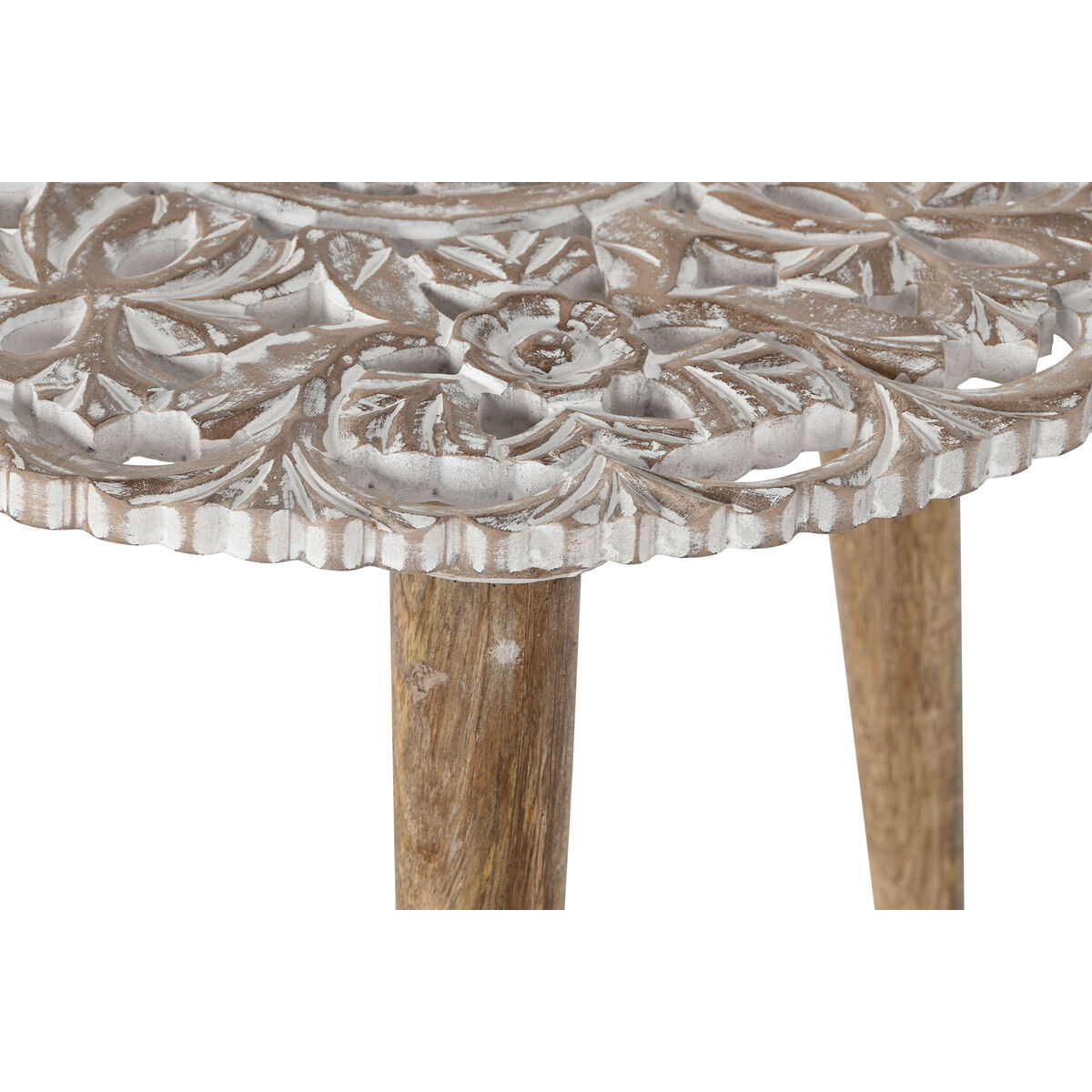 2-bordsset Home ESPRIT Vit Naturell 45 x 45 x 45 cm - 2