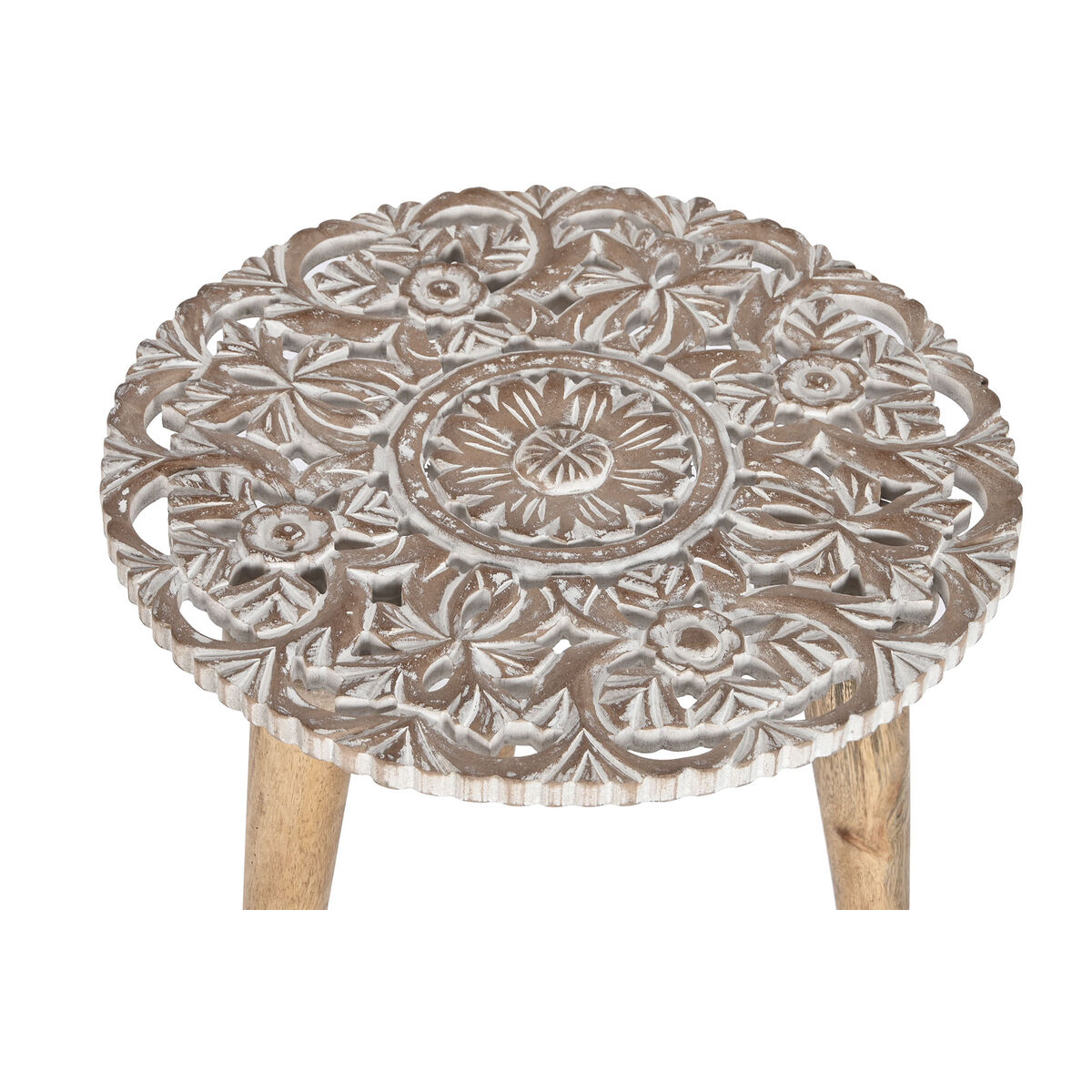 2-bordsset Home ESPRIT Vit Naturell 45 x 45 x 45 cm - 3