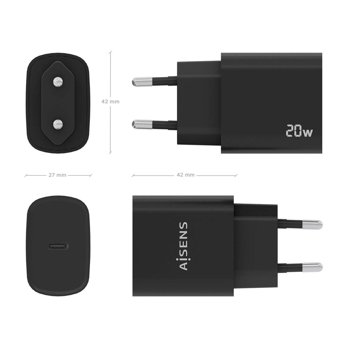 Väggladdare Aisens A110-0753 Svart 20 W (1 antal) - 3