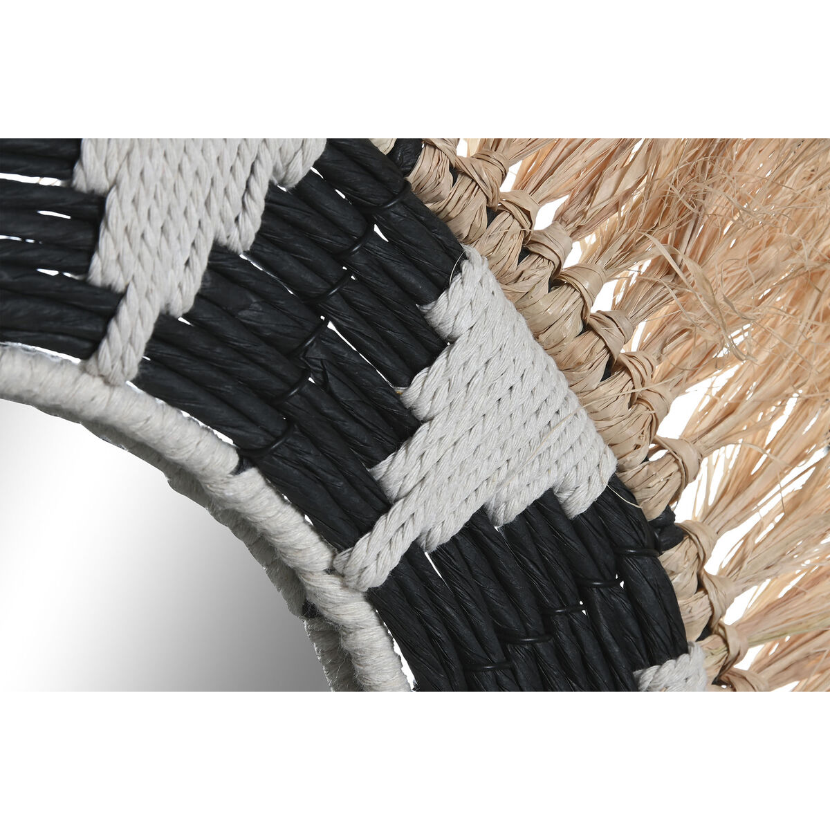 Väggspegel Home ESPRIT Vit Svart Naturell Tropiskt 50 x 3 x 50 cm - 3