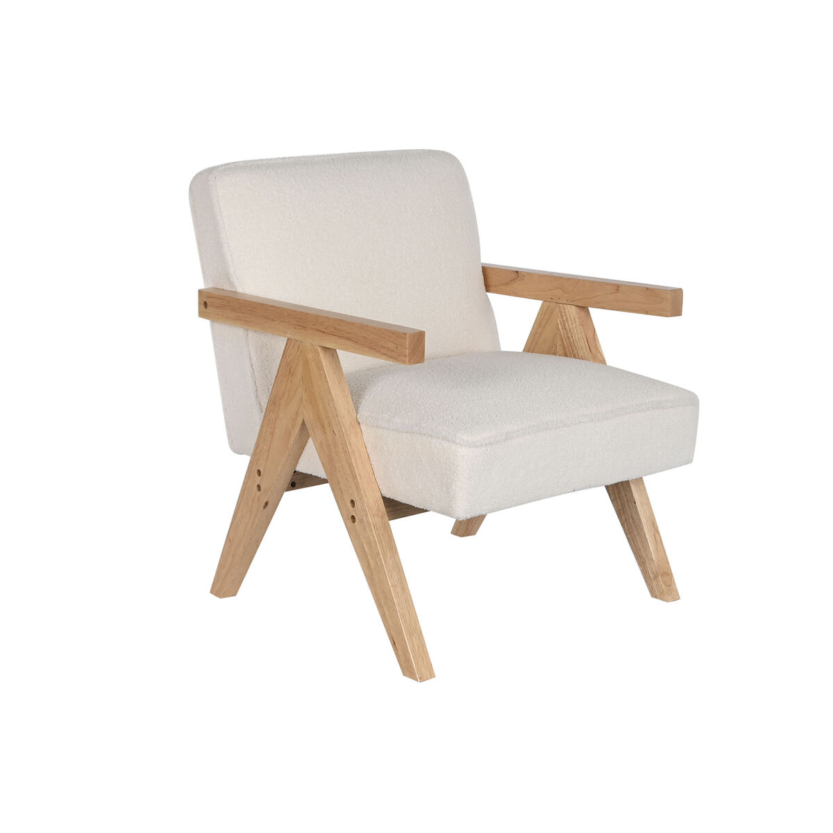 Fåtölj DKD Home Decor Vit Polyester Trä 64 x 66 x 79 cm