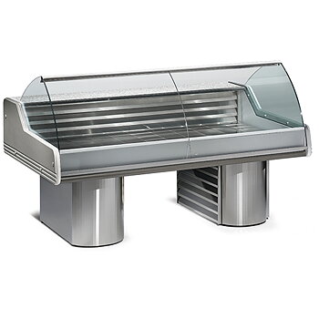 Kyld fiskdisk med böjt glas, statisk kylning, 0 ° C, w 2500 mm