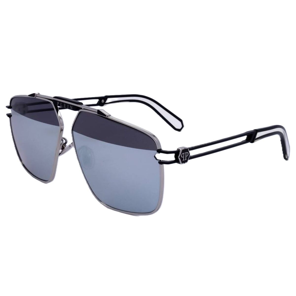 Herrsolglasögon PHILIPP PLEIN SPP049M SHINY PALLADIUM SEMI MATTE BLACK