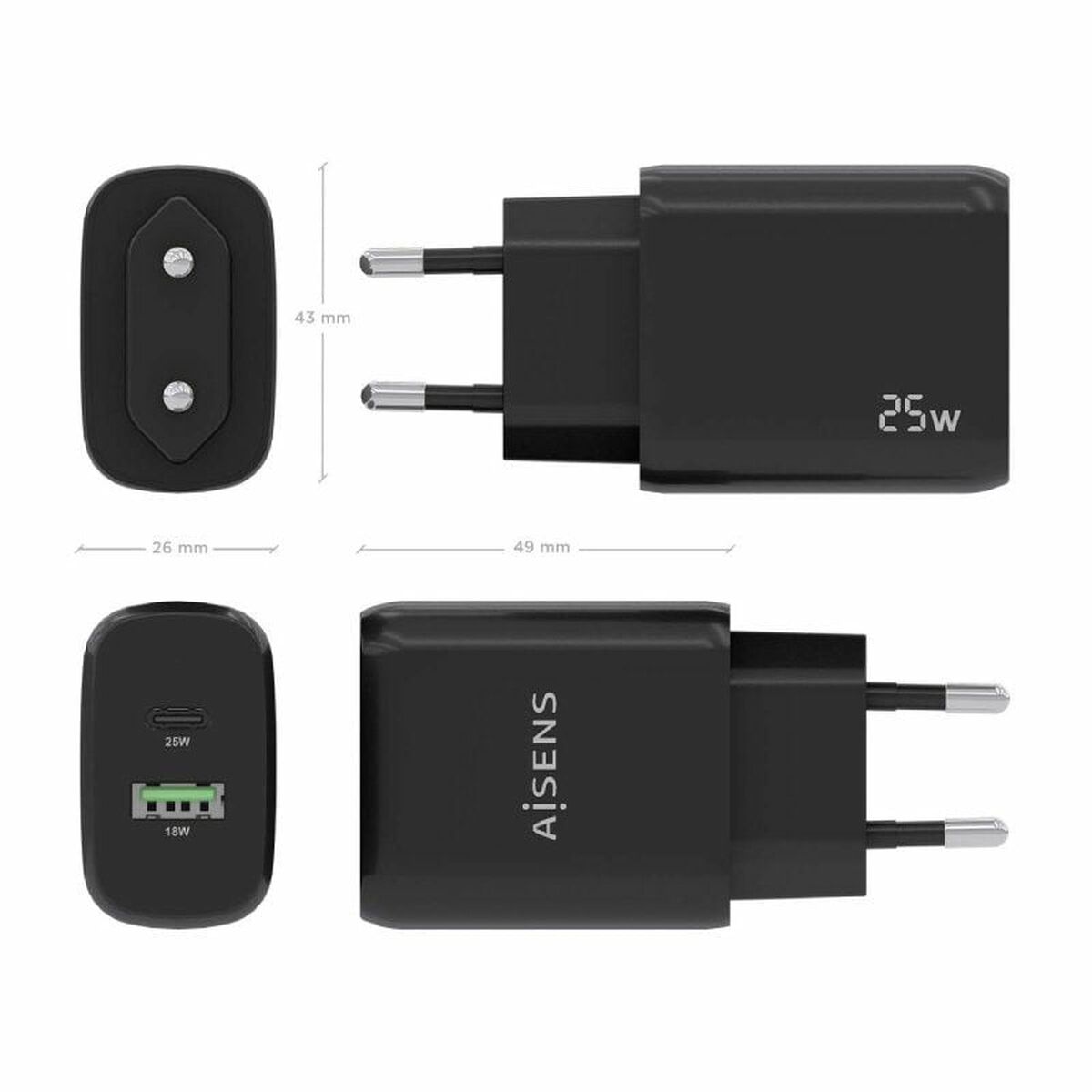 Väggladdare Aisens A110-0759 Svart 25 W (1 antal) - 4