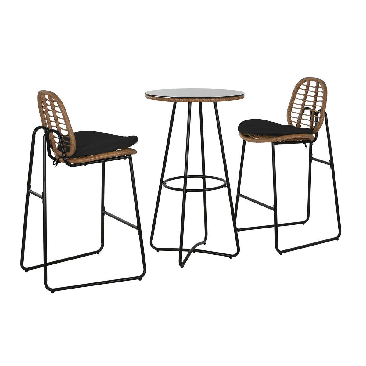 Bordsgrupp med 2 stolar Home ESPRIT Brun Svart 60 x 60 x 102 cm