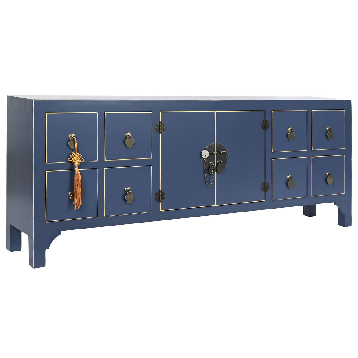 TV-möbler DKD Home Decor Blå Gyllene Gran Trä MDF 130 x 24 x 51 cm - 3