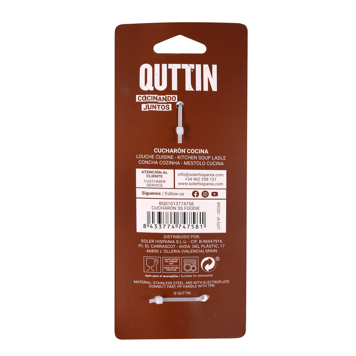 Slev Quttin Foodie Rostfritt stål 9 x 30,5 x 6,5 cm (18 antal) - 7