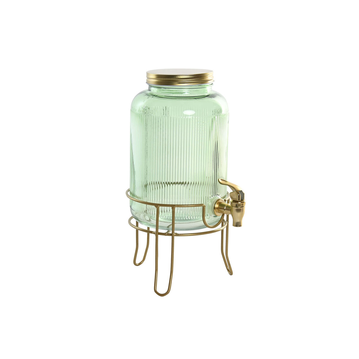 Vattendispenser Home ESPRIT Grön Gyllene Metall Glas 4 L 16 x 16 x 24,6 cm