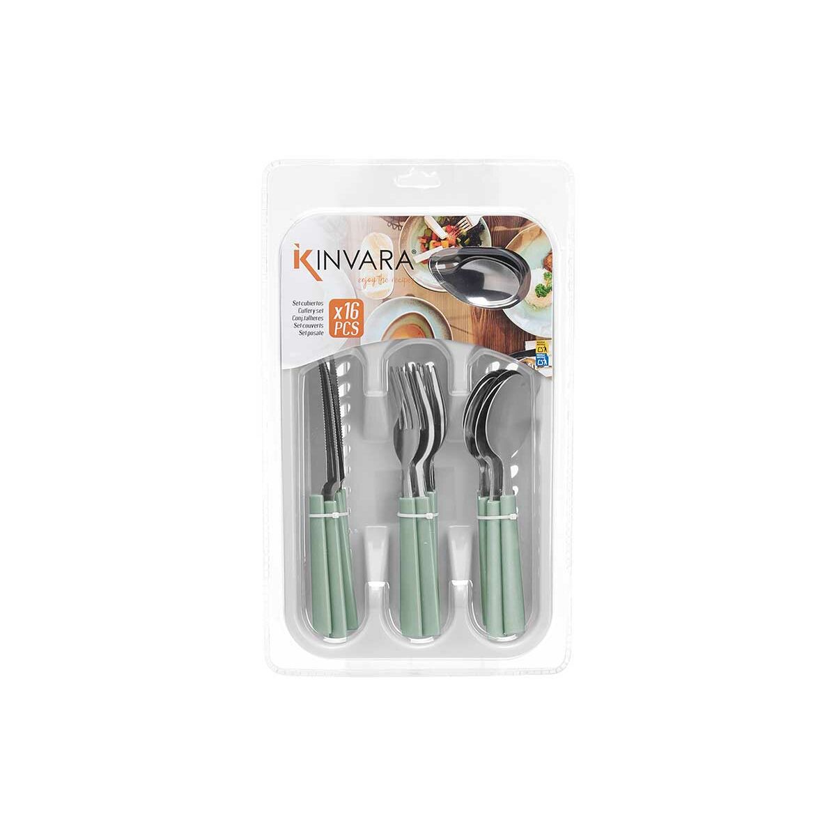 Bestickset Grön Silvrig Rostfritt stål Plast (6 antal) - 3