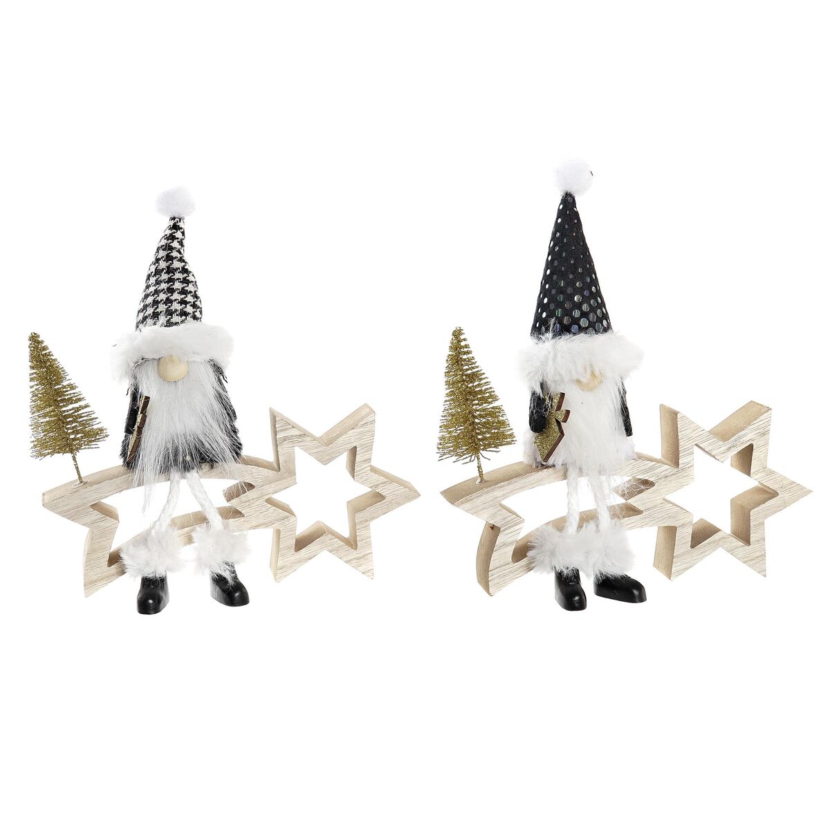 Julstjärna DKD Home Decor Polyester MDF Stjärna (2 antal) (18 x 6 x 19 cm)