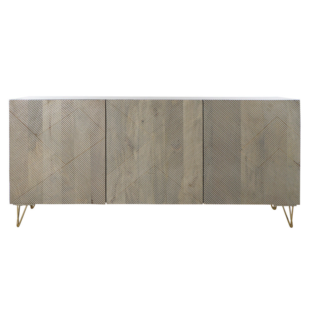 Skänk DKD Home Decor   Grå Gyllene Metall Mangoträ 160 x 45 x 75 cm