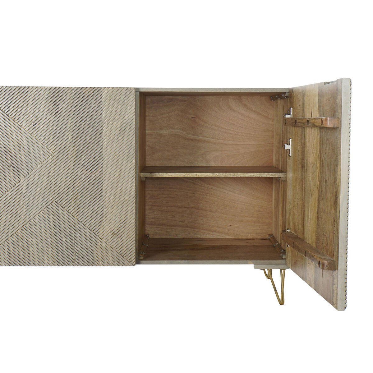 Skänk DKD Home Decor   Grå Gyllene Metall Mangoträ 160 x 45 x 75 cm - 11